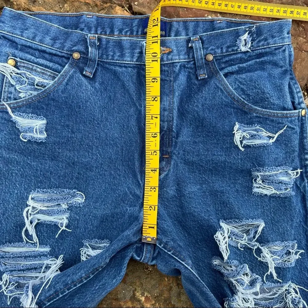 Vintage Wrangler cutoff Jean shorts fray hem distressed festival boho - Picture 8 of 9